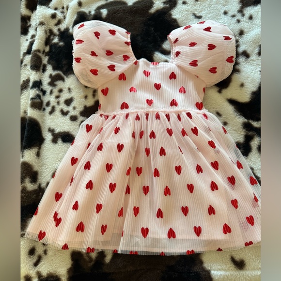 Adorable Heart Print Toddler Girls Dress Set 3T - Picture 2 of 5